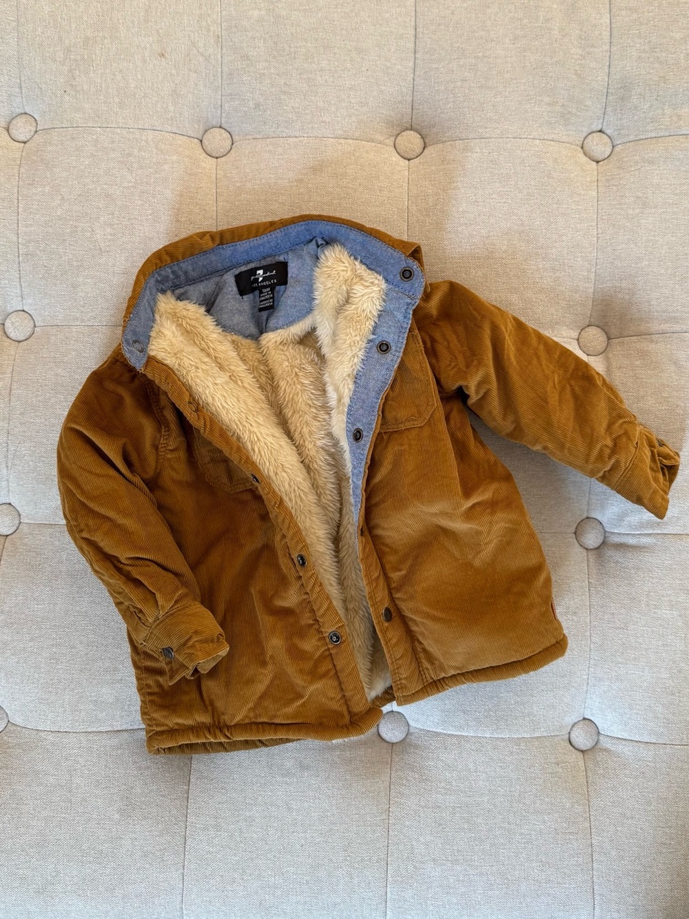 7 FOR ALL MANKIND Sherpa-Lined Corduroy Kids Jacket — Size 18 months